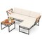 Costway 3 PCS L-Shaped Patio Furniture Set with Loveseat Square Coffee Table Soft Back